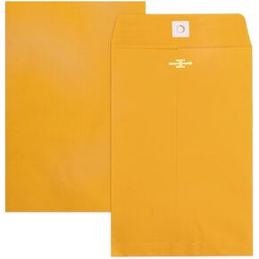 6x9 Clasp Envelopes - 100 Pack, Goefun Yellow Manilla Envelopes 6x9, 100GSM Heavy Kraft Paper, for Business, Legal, Office