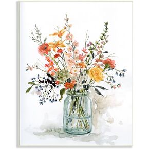 Stupell Industries Warm Summer Meadow Floral Bouquet Still Life Painting, Design by Carol Robinson Wall Plaque, 10 x 15, Blue