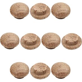 MroMax 10Pcs Round Wood Button Plugs 0.39" Dia Oak Hardwood Furniture Buttons Caps 10mm Wooden Screw Covers for Screw Holes Craft Furniture Decoration Woodworking