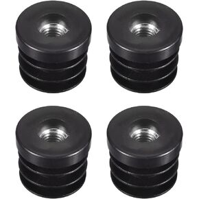 uxcell 4Pcs Inserts for Round Tubes with M10 Thread, for 30mm/1.18" OD Round Tube, Round Black Plastic Plug Caster Insert Chair End Caps Furniture Leg Plug