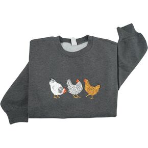 Chicken Sweatshirts, Embroidered Women Chicken Sweatshirt, Chicken Lover Gifts, Chicken Mom Shirt