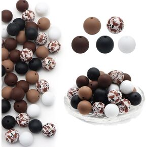 David accessories Silicone Beads 15mm Silicone Beads Bulk Round Silicone Beads for Keychain Pens Lanyards Bracelet Making DIY Craft 50Pcs (D)