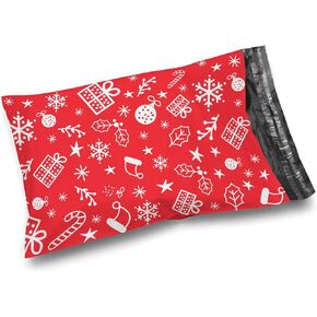 Shop4Mailers 10 x 13 Red Christmas Gift Cluster Ornaments Santa Hat Winter Holiday Poly Mailer Bags Waterproof Shipping Mailing Envelopes 2 Mil – Permanent Adhesive Seal (100 Pack, Xmas Gift)