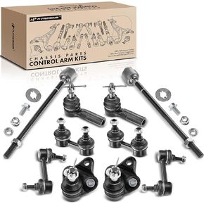 A-Premium Set of 10, Lower Ball Joint, Inner Outer Tie Rod End, Front Rear Sway Bar Link Compatible with Toyota Corolla 1996 1997 1998 1999 2000 2001 2002
