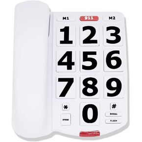 Big Button Phone for Elderly - Amplified Corded Phone Home Landline Telephone Seniors Phone with Extra Loud Ringer House Phone for Hearing and Visually Impaired