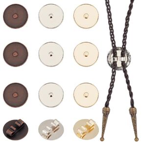 PH PandaHall 12pcs 3 Colors Bolo Tie Clip, Western Cowboy Round Bolo Tie Buckle, Vintage Cowboy Bolo Tie Clip Buckle for DIY Bolo Tie Jewelry Accessories Father Husband Gift