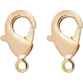 BENECREAT 30PCS 18K Gold Plated Lobster Clasps 12x7x2.5mm Brass Lobster Claw Clasps with Plastic Container for Jewellery Making Bracelet Necklace Pendants