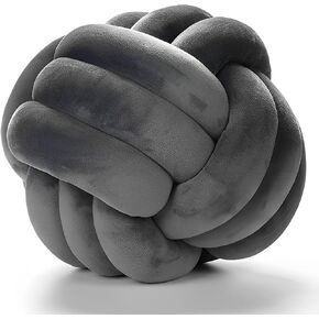 Knot Ball Pillows, Round Throw Pillow Cushion Home Decoration Soft Plush Pillow, Throw Knotted Ball Pillow Handmade Children Room Decoration Round Plush Toy Pillow (Dark Red,8.5"/22cm)