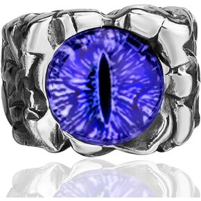 Men Stainless Steel Rings The Devil Dragon eye/Eyes of Hell Demon Red/Blue/Purple/Green Biker Vintage Ring Size 8-15