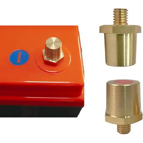 2 PCS M8 Car Terminals Accessories, 0.7In x 0.3In Waterproof Metal Vehicle Energy Post Terminals Repair Tool Replacements, Universal Terminal Post Adapter for Cars Trucks SUVs AVs (Gold)
