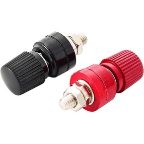 Post Battery Binding Terminal M6 1/4'' Copper Battery Terminal Stud Remote Power Junction Connector Kit 6mm 2pcs Red&Black