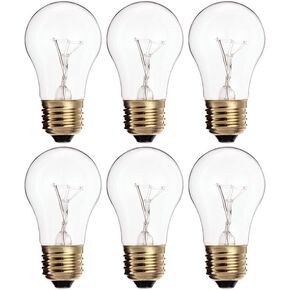 (Pack of 6) 15A15/CL - 15-Watt A15 Incandescent Appliance Bulb - Clear Finish - Medium (E26) - Standard US Size Household Base 15W