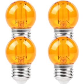 G40 Small dim Amber LED Edison 2000K 2 watt-15 watt Equivalent, E26 Base Low watt Soft Warm Light Bulbs for Healthy Sleep and Baby Nursery Light 4 Pack