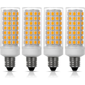 Simba Lighting LED E11 T4 Mini-Candelabra JD Light Bulb 5W 40W to 50W Halogen Replacement (4 Pack) 88SMD2835 Corn JDE11 120V for Chandeliers, Sconce, Cabinet Lighting, Soft White 3000K, Dimmable