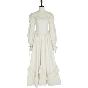 Medieval Renaissance Dress Fairy Dress Retro Medieval Costume Princess Dress with Ruffle Hem