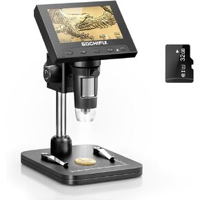4.3" LCD Digital Coin Microscope 1000X Coin Microscope with HD Screen and 8 Ajustable LED Lights Compatible with Windows/Mac OS Compatible