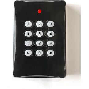 Blue Charm Fake Security Alarm Keypad, Extra Long 1.5 Year Continuous Usage Battery Life, No Wiring Needed, Red Blinking LED Light with Black Housing, (Four AAA Batteries, not Included)