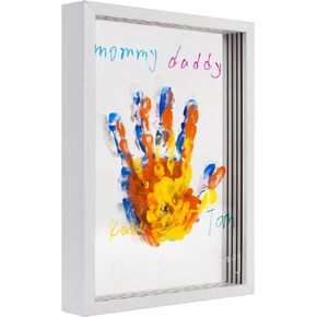 Family Handprint Frame Kit for 4,New Parents Gifts for Couples After Birth 3 Months+,Baby Shower Gifts for Mom and Dad,Mothers Fathers Day Craft Wood,Christmas Birthday Gift,12 Paint Colors (White)