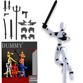 T-13 Action Figure Set 3D Printed Multi-Jointed Movable Robot Ti-tan Dummy Set with Full Articulation for Stop Motion Animation (Orange)