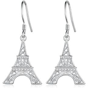 Paris Eiffel Tower Earrings 925 Sterling Silver Eiffel Tower Earrings for Women Paris Eiffel Tower Jewelry Gifts for Women and Girls