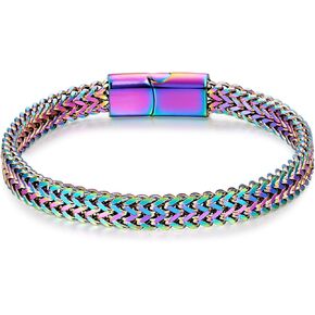 Bracelets for Men-Stainless Steel Magnetic Clasp Franco Chain Mens Bracelet