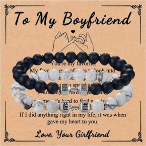 Dumbbell Bracelet For Men, Traintough Black Natural Lava Stone Beaded Rosary Bracelets Personalized Elastic Gym Gifts Women Jewellery