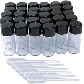 TREE OF LIFE REV. 22:14 2 ML Small Glass Vials with Screw Caps - 36 Pcs & 6 Eye Droppers - 5/8 Dram Clear Glass Sampling Bottle for Essential Oils, Anointing Oil, Fragrances or Lab Chemicals