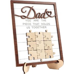 Dad Puzzle Piece DIY Sign Father’s Day Puzzle Sign Wooden Table Decor Personalized Fathers Day Puzzle Plaque Gifts, You are The Piece That Holds US Together Customized Puzzle Card