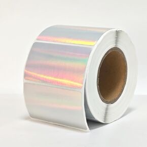 Gute Circle Holographic Thermal Label Stickers,Silver Printable Rainbow Glitter Thermal Printer Sticker Labels for DIY Logo Design, QR Code, Name Tag,2 inch 400Labels