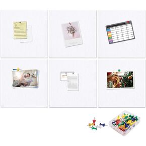 Yoillione Felt Pin Board for Bedrooms Offices Home, Bulletin Boards Square Notice Board Grey Memo Board for Wall Hecorative, DIY Hexagon Cork Board Tiles Self Adhesive Pinboard with 30 Push Pins