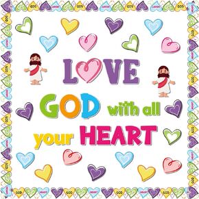 BeYumi 86Pcs Easter Bunny Christian Cross Bulletin Board Set No Bunny Loves You Like Jesus Eggs Cutouts Name Tags Trim Border Christian Religious Sunday School Classroom Chalkboard Church Decoration