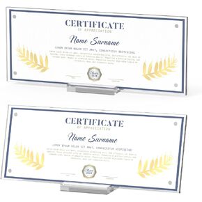 Business License Frame, 2pcs Acrylic Display Clear Certificate Holder for 4x9 Business License