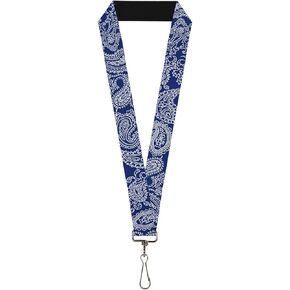 Buckle-Down Lanyard-1.0"-Paisley Blue/White