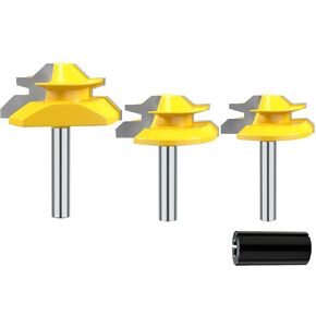 1/4" Shank 45 Degree Lock Miter Router Bit Joint Router Bit 1/2" 9/16" 3/4" Cutting Height Woodworking Tools Router Bit Set- 3PCS