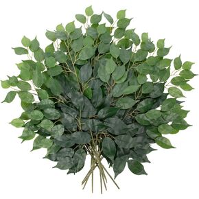 DILATATA 12PCS Ficus Leaves Artificial Branches 24" Faux Ficus Greenery Tree Branches Fake Ficus Leaves Sprays for Tree DIY Arch Wedding Wall Decor - Green