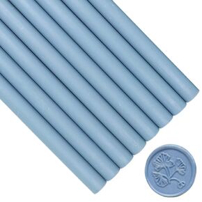Blue Wax Sealing Sticks for Wax Seal Stamp, ONWINPOR 8PCS Dust Blue Glue Gun Wax Seal Sticks for 0.43’’ Glue Gun, Great for Wedding Invitations(Dust Blue)