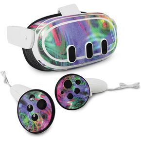 MightySkins Glossy Glitter Skin Compatible with Meta Quest 3 - Neon Splatter | Protective, Durable High-Gloss Glitter Finish | Easy to Apply