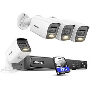نظام كاميرا أمان ANNKE H1200 بدقة 12 ميجابكسل، 8 قنوات NVR و4 × 12 ميجابكسل UHD PoE للمراقبة IP مع إضاءة مزدوجة ذكية، اكتشاف الإنسان والمركبات، رؤية ليلية ملونة، محرك أقراص ثابتة سعة 2 تيرابايت متضمن