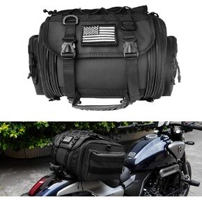Motorcycle Tail Bag, Waterproof 29L Expandable Large Capacity Motor Pannier Bag - Ideal Motorcycle Travel Luggage Bag and Helmet Storage