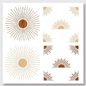 NBEADS 2 Pcs Sun Ray Stencils, Sun Stencils Reusable DIY Art and Painting Templates Square Stencils 11.8×11.8 Inch for Painting on Wood Canvas Paper Furniture Wall