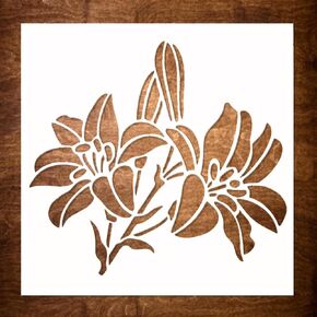 Lily Stencil - Flower Stencils for Painting on Wood, Canvas, Paper, Fabric, Wall, Furniture - Stencils for Crafts Reusable for Art, Cards, Journaling & Pattern Template -Floral Stencil (6x6 inch)