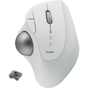 ELECOM Ergonomic Comfort Design Trackball IST Bluetooth 5.3, Smooth Tracking with Ruby Ball Bearing, 36mm Ball, Thumb Control, Compatible for Windows, PC, Mac, iPadOS, and Android White (M-IT10BRWH)