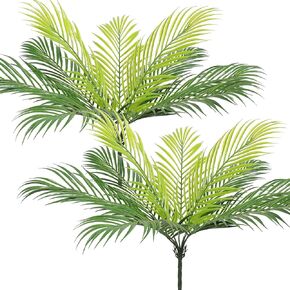 TOCHGREEN 2 PCS Artificial Tropical Palm Leaves Plastic Shrubs Fern Leaves Fake Greenery Palm Plants with Stems Jungle Palm Tree Leaves for Home Garden Hawaiian Party Table Centerpieces Decor