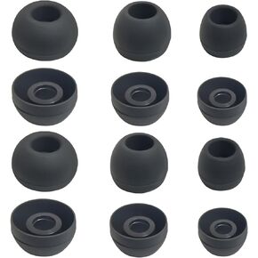 Silicone Universal Earbuds Tips Replacement for True Wireless Ear Tips Replacement Fit 4.5mm-6mm Nozzle 6 Pairs LMS Black