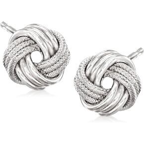 Ross-Simons 14kt White Gold Textured and Polished Love Knot Stud Earrings
