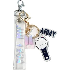 Keychain for B-TS Set(2 PCS) Signature Merchandise Army Bomb Key Ring & Bangtanboys Name Keychain Army Gift Merch