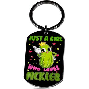 Pickles keychain gifts pickle gifts for women girl pickle gifts for pickle lovers birthday christmas pickle presents just a girl who loves pickles keyring necklace