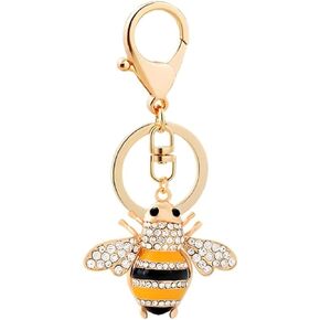 Bee Keychain for Women, Cute Bee Insect Key Chain for Girls, Sparkling Honey Bee Key Ring, Funny Bumblebee Keychains, Yellow Bee Keyring, Rhinestone Little Bee Animal Keychain Accessories Gift