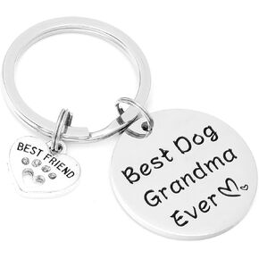 Dog Grandma Gifts Keychain Dog Paw Print Jewelry Best Dog Grandma Ever Dog Lover Keychain Dog Grandmother Keychains