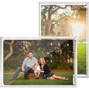 Tomorotec 2-Pack [5 x 7 inch] High Transparency Magnetic Picture Frames Frameless, Acrylic Photo Frame Double Sided Free Standing Desktop Display Stand(2 Pack)